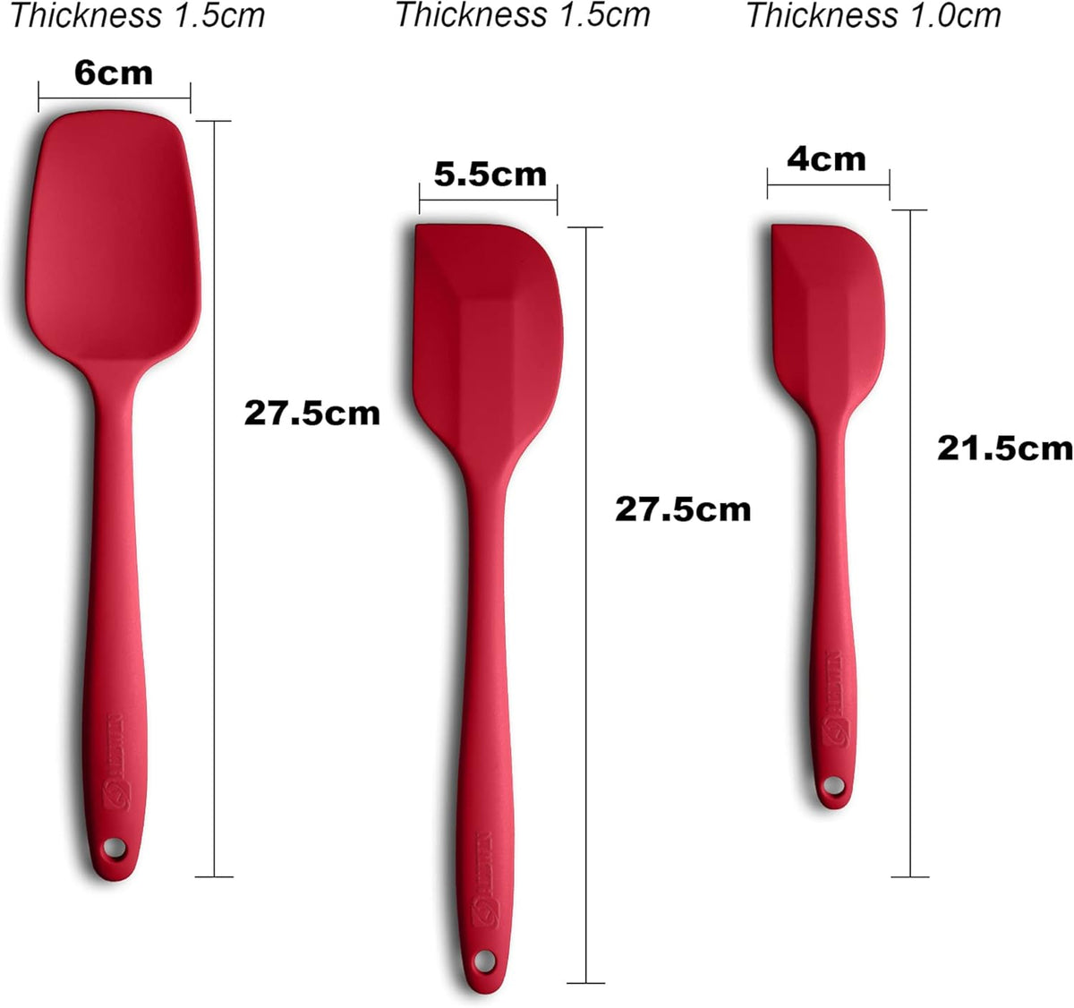 3-Piece Silicone Spatula Set, 600°F Heat Resistant, Black