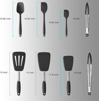 3-Piece Silicone Spatula Set, 600°F Heat Resistant, Black