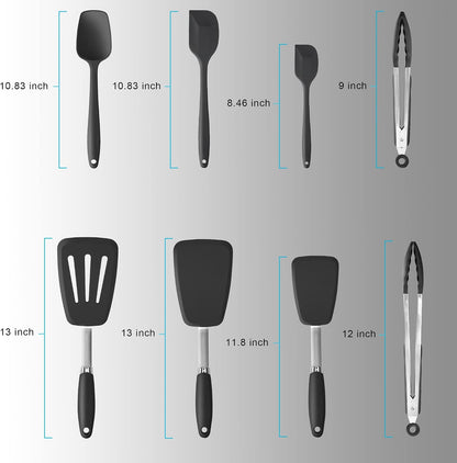 3-Piece Silicone Spatula Set, 600°F Heat Resistant, Black