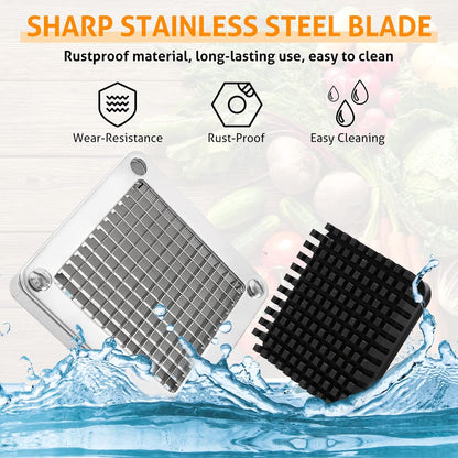 Replacement Chopper Blade 1/4" Commercial Vegetable Dicer Blades | Commercial Vegetable Chopper Blade, 420 Stainless Steel Dicer Blade With Pusher Block, For French Fries, Onions, Tomatoes