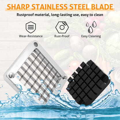 Replacement Chopper Blade 1/4" Commercial Vegetable Dicer Blades | Commercial Vegetable Chopper Blade, 420 Stainless Steel Dicer Blade With Pusher Block, For French Fries, Onions, Tomatoes