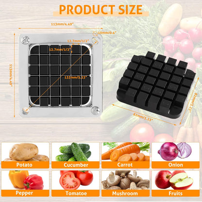 Replacement Chopper Blade 1/4" Commercial Vegetable Dicer Blades | Commercial Vegetable Chopper Blade, 420 Stainless Steel Dicer Blade With Pusher Block, For French Fries, Onions, Tomatoes