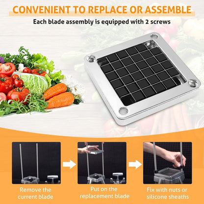 Replacement Chopper Blade 1/4" Commercial Vegetable Dicer Blades | Commercial Vegetable Chopper Blade, 420 Stainless Steel Dicer Blade With Pusher Block, For French Fries, Onions, Tomatoes