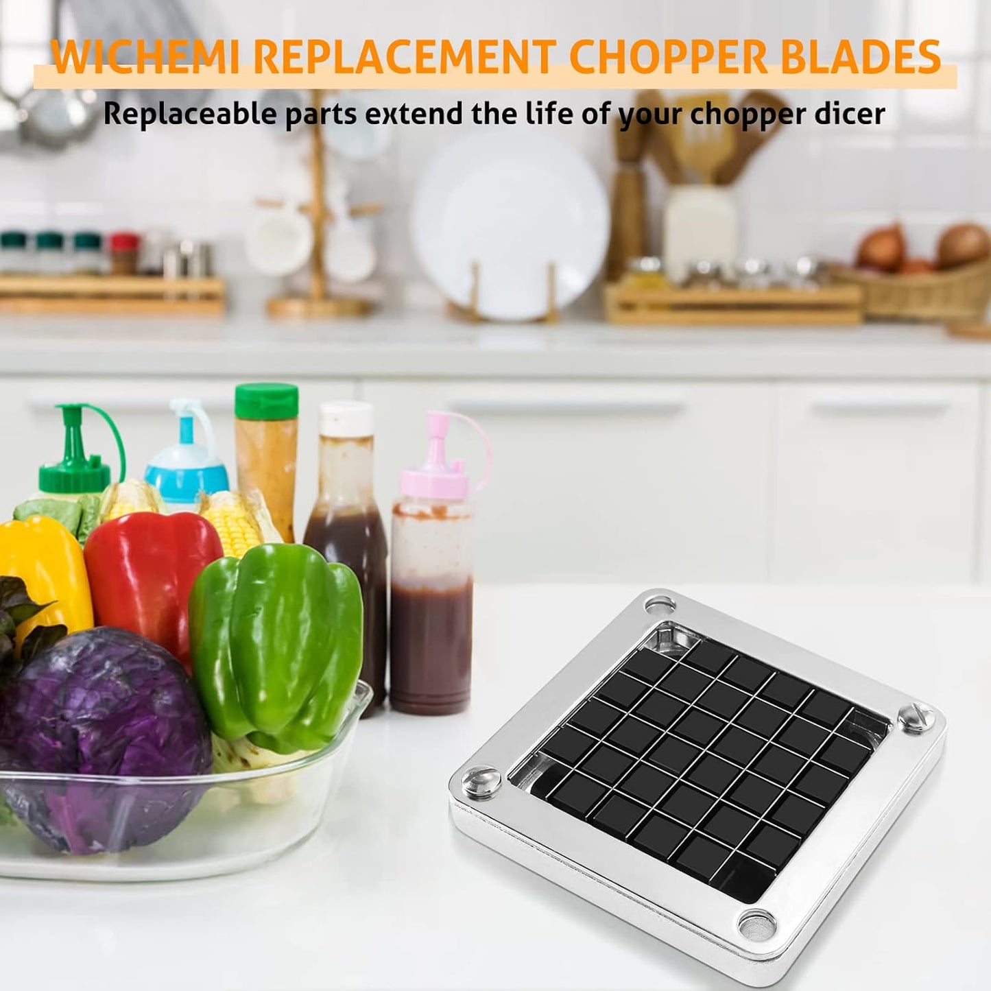 Replacement Chopper Blade 1/4" Commercial Vegetable Dicer Blades | Commercial Vegetable Chopper Blade, 420 Stainless Steel Dicer Blade With Pusher Block, For French Fries, Onions, Tomatoes