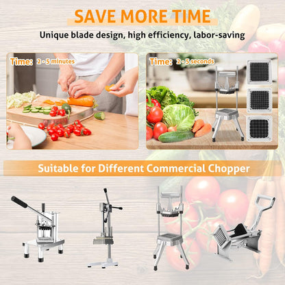 Replacement Chopper Blade 1/4" Commercial Vegetable Dicer Blades | Commercial Vegetable Chopper Blade, 420 Stainless Steel Dicer Blade With Pusher Block, For French Fries, Onions, Tomatoes