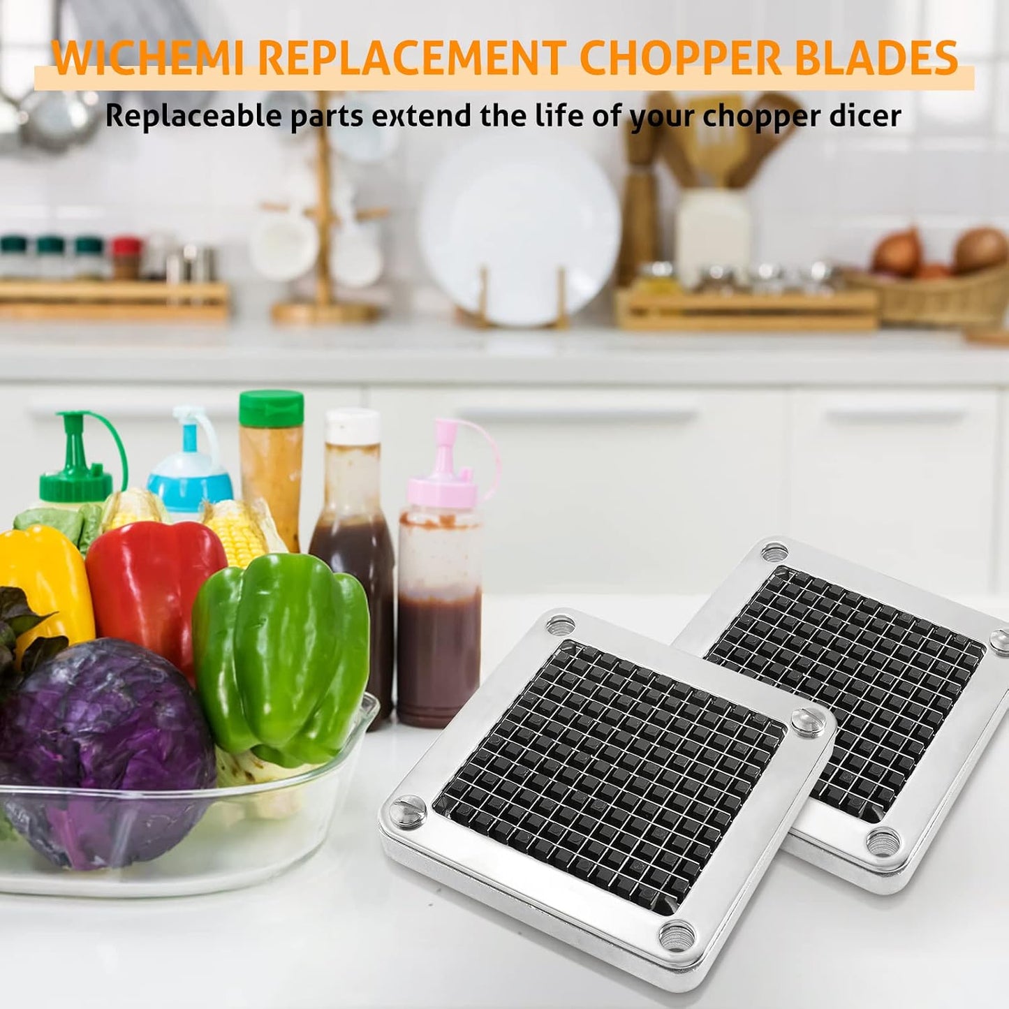 Replacement Chopper Blade 1/4" Commercial Vegetable Dicer Blades | Commercial Vegetable Chopper Blade, 420 Stainless Steel Dicer Blade With Pusher Block, For French Fries, Onions, Tomatoes