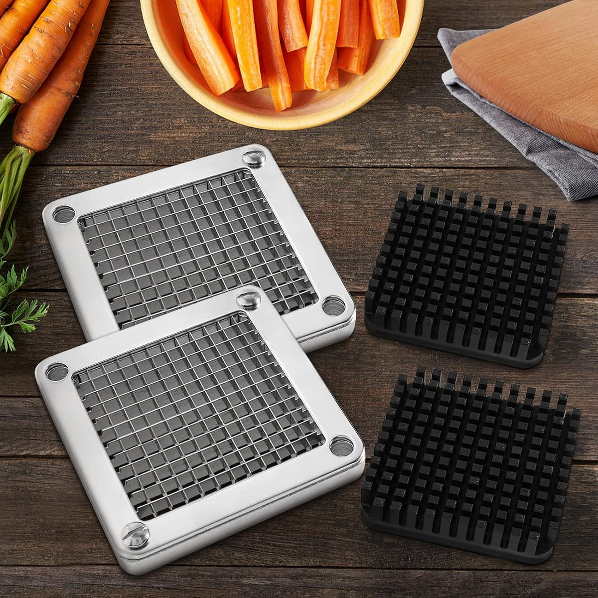 Replacement Chopper Blade 1/4" Commercial Vegetable Dicer Blades | Commercial Vegetable Chopper Blade, 420 Stainless Steel Dicer Blade With Pusher Block, For French Fries, Onions, Tomatoes