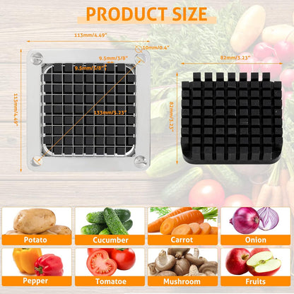 Replacement Chopper Blade 1/4" Commercial Vegetable Dicer Blades | Commercial Vegetable Chopper Blade, 420 Stainless Steel Dicer Blade With Pusher Block, For French Fries, Onions, Tomatoes