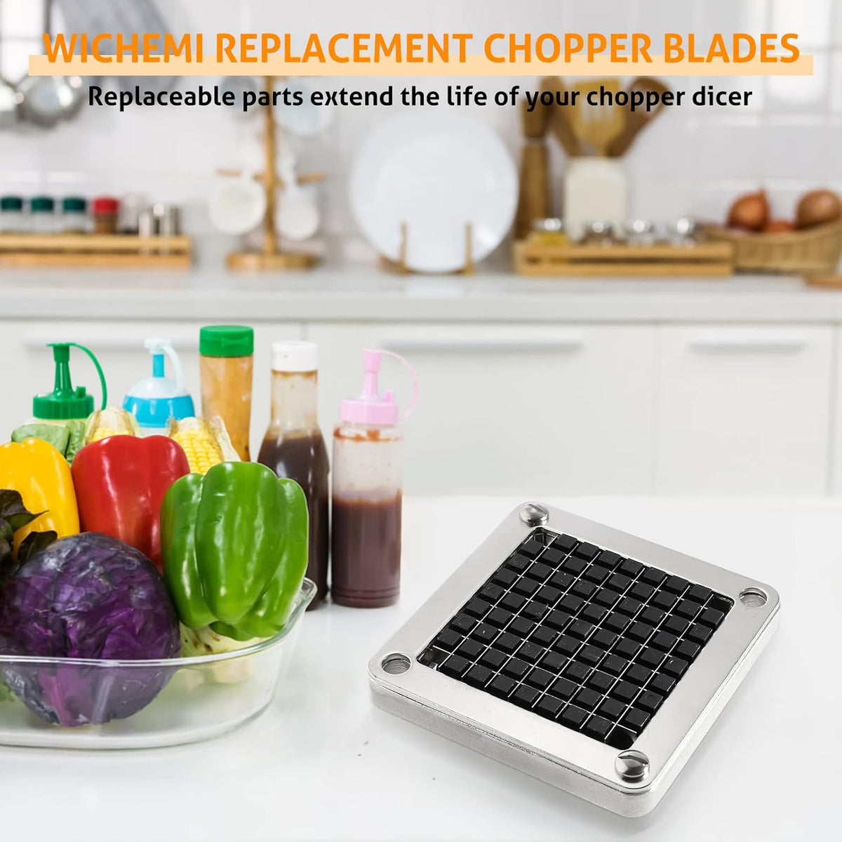 Replacement Chopper Blade 1/4" Commercial Vegetable Dicer Blades | Commercial Vegetable Chopper Blade, 420 Stainless Steel Dicer Blade With Pusher Block, For French Fries, Onions, Tomatoes