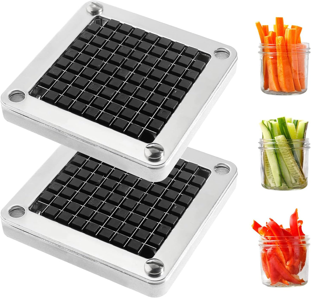 Replacement Chopper Blade 1/4" Commercial Vegetable Dicer Blades | Commercial Vegetable Chopper Blade, 420 Stainless Steel Dicer Blade With Pusher Block, For French Fries, Onions, Tomatoes