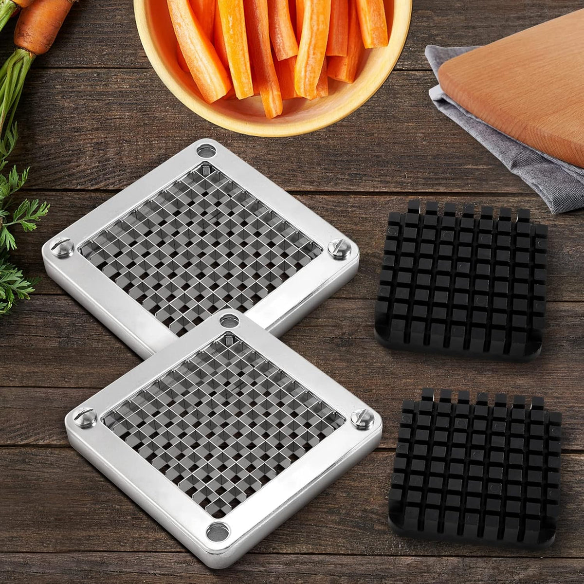 Replacement Chopper Blade 1/4" Commercial Vegetable Dicer Blades | Commercial Vegetable Chopper Blade, 420 Stainless Steel Dicer Blade With Pusher Block, For French Fries, Onions, Tomatoes