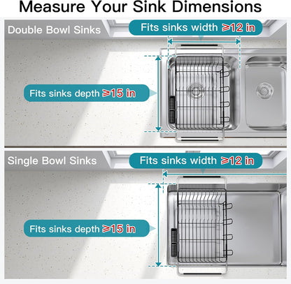 Black Dish Drying Rack in Sink, Dish Drainer with Utensil Holder