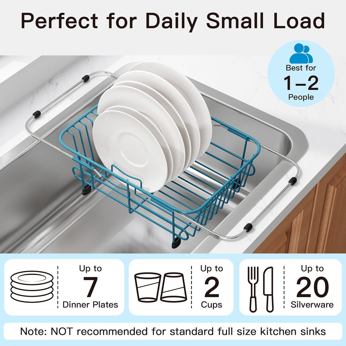 Black Dish Drying Rack in Sink, Dish Drainer with Utensil Holder