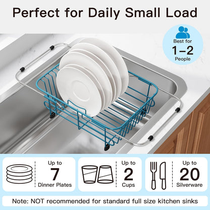 Black Dish Drying Rack in Sink, Dish Drainer with Utensil Holder