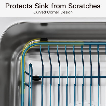 Black Dish Drying Rack in Sink, Dish Drainer with Utensil Holder