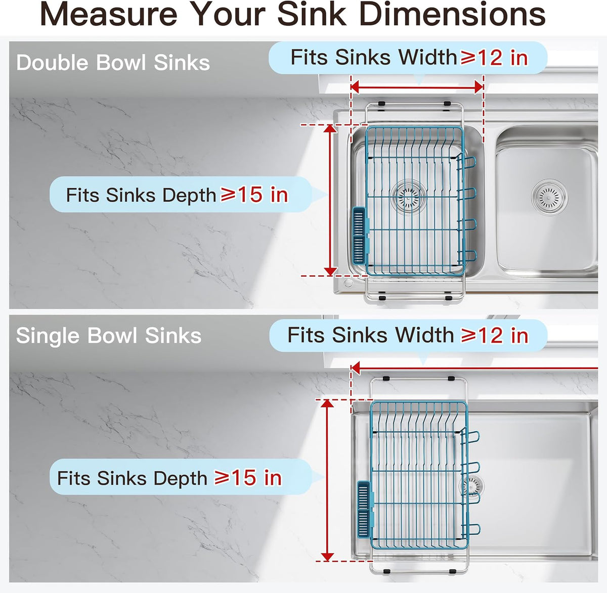 Black Dish Drying Rack in Sink, Dish Drainer with Utensil Holder