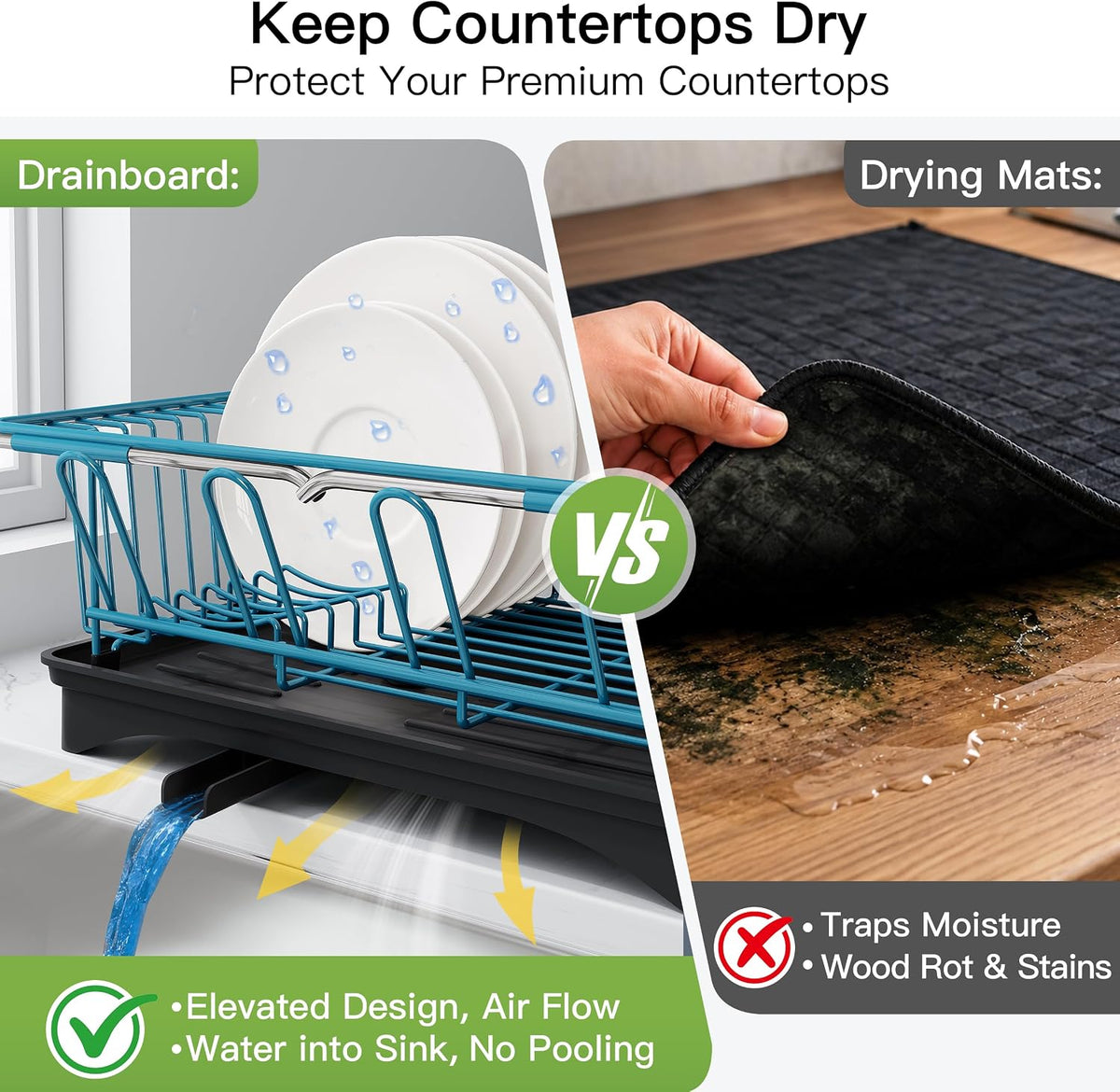 Black Dish Drying Rack in Sink, Dish Drainer with Utensil Holder