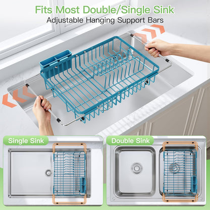 Black Dish Drying Rack in Sink, Dish Drainer with Utensil Holder