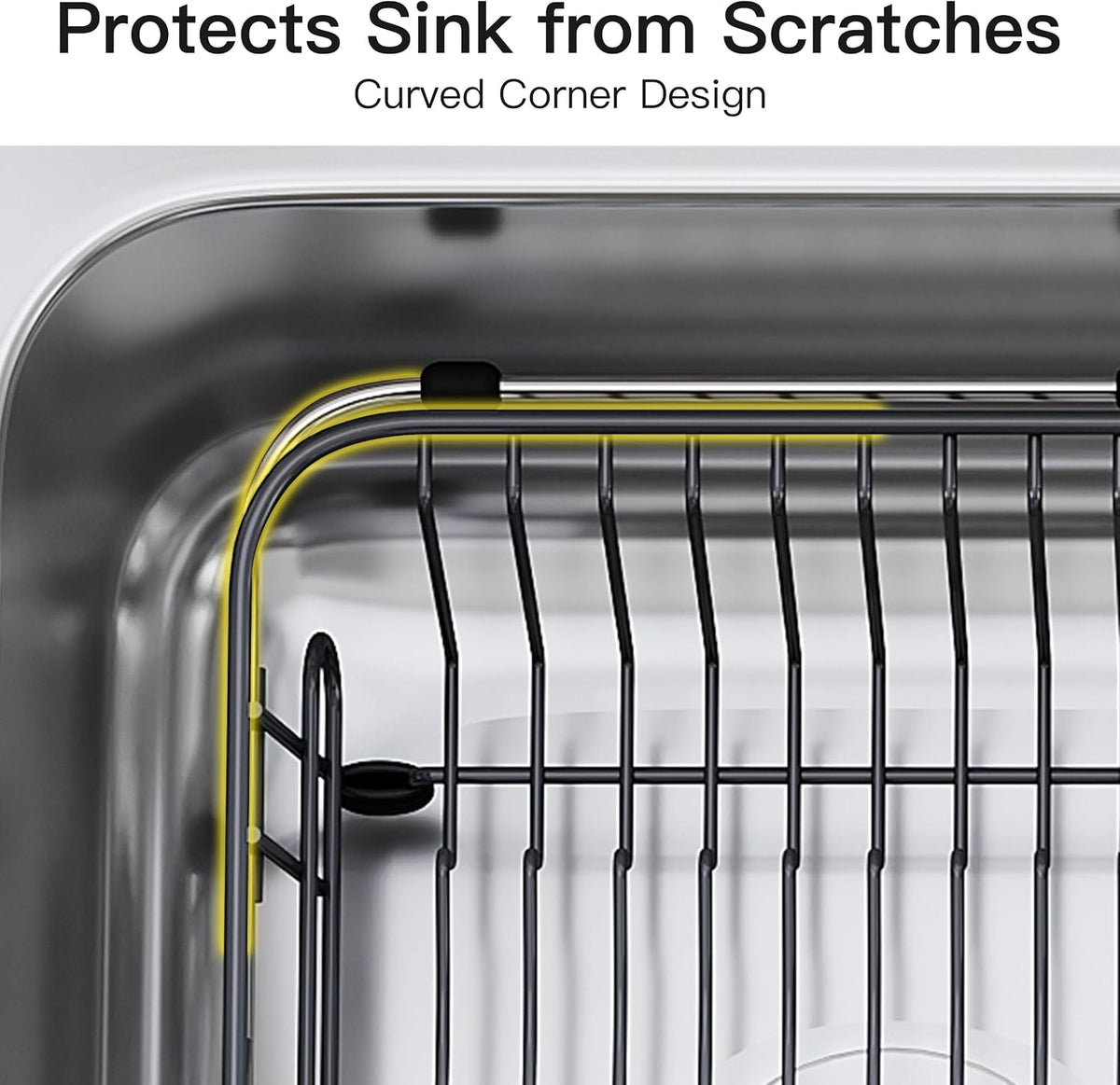 Black Dish Drying Rack in Sink, Dish Drainer with Utensil Holder