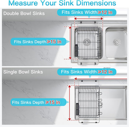 Black Dish Drying Rack in Sink, Dish Drainer with Utensil Holder