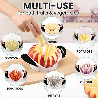 16-Blade Apple Slicer and Corer - 4.72 Inch Sharp Stainless Steel Apple Cutter - Professional Apple Divider Tool for Quick Slices - Easy to Use & Clean - Slice Fruits with Ease - Black