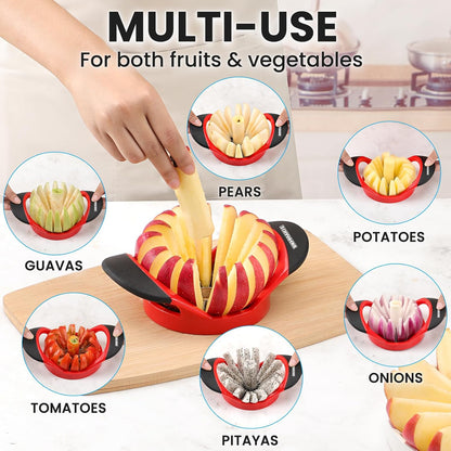 16-Blade Apple Slicer and Corer - 4.72 Inch Sharp Stainless Steel Apple Cutter - Professional Apple Divider Tool for Quick Slices - Easy to Use & Clean - Slice Fruits with Ease - Black