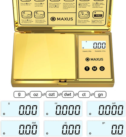 MAXUS Digital Pocket Gram Scale 500g x 0.01g High Precision with Tray