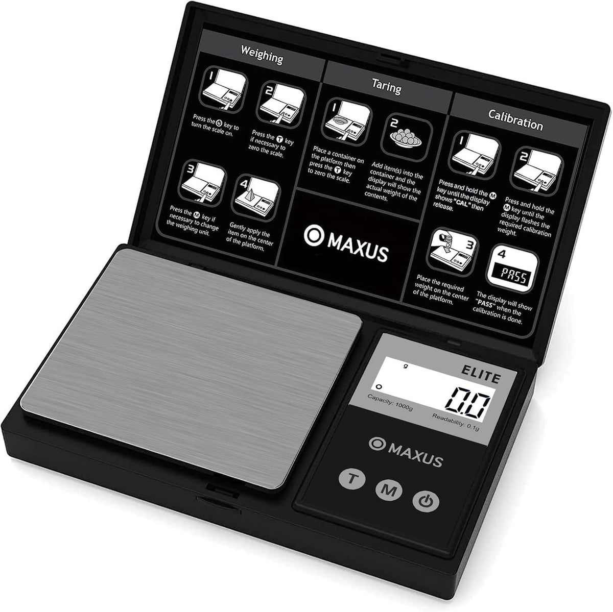 MAXUS Digital Pocket Gram Scale 500g x 0.01g High Precision with Tray