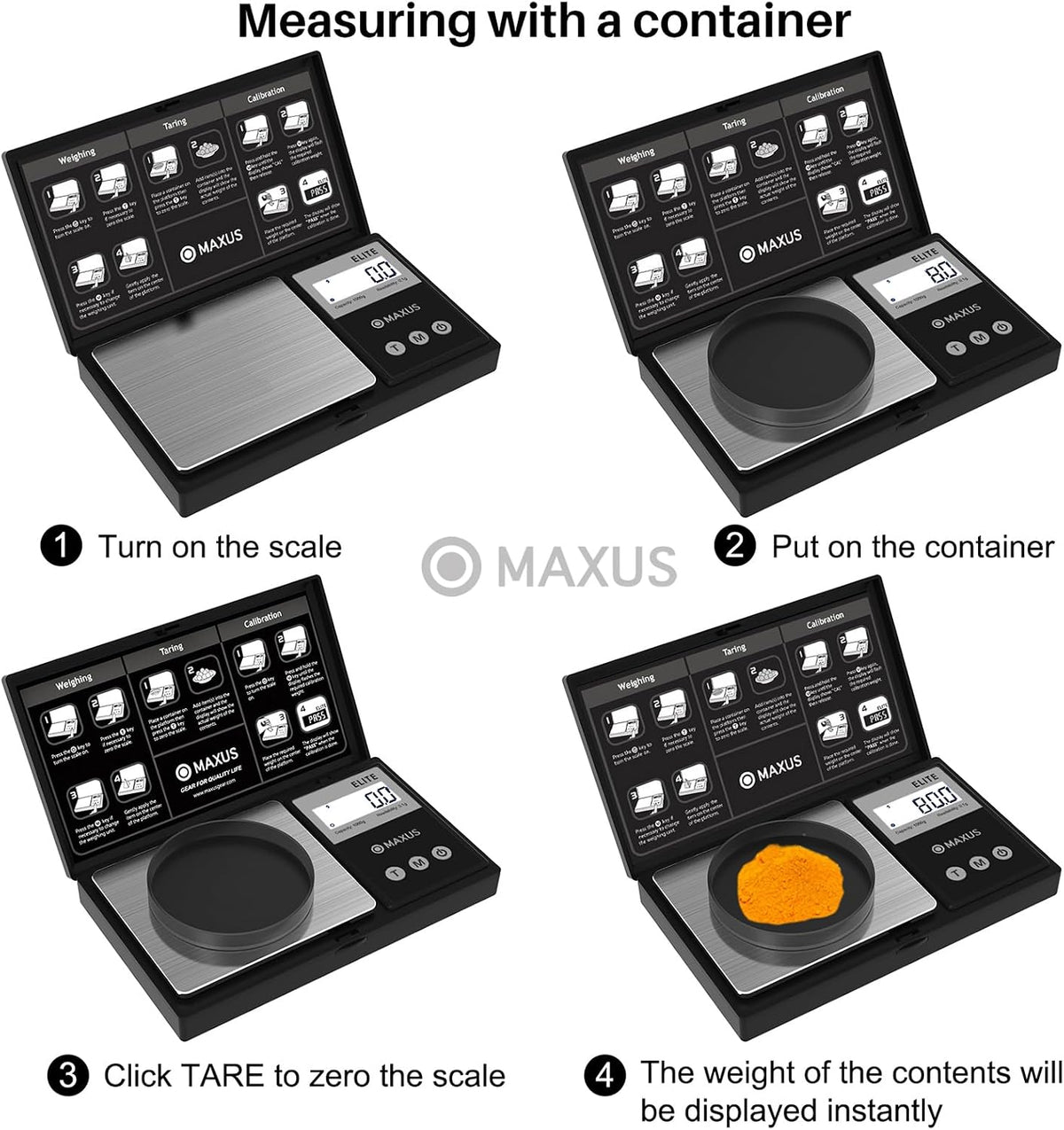MAXUS Digital Pocket Gram Scale 500g x 0.01g High Precision with Tray