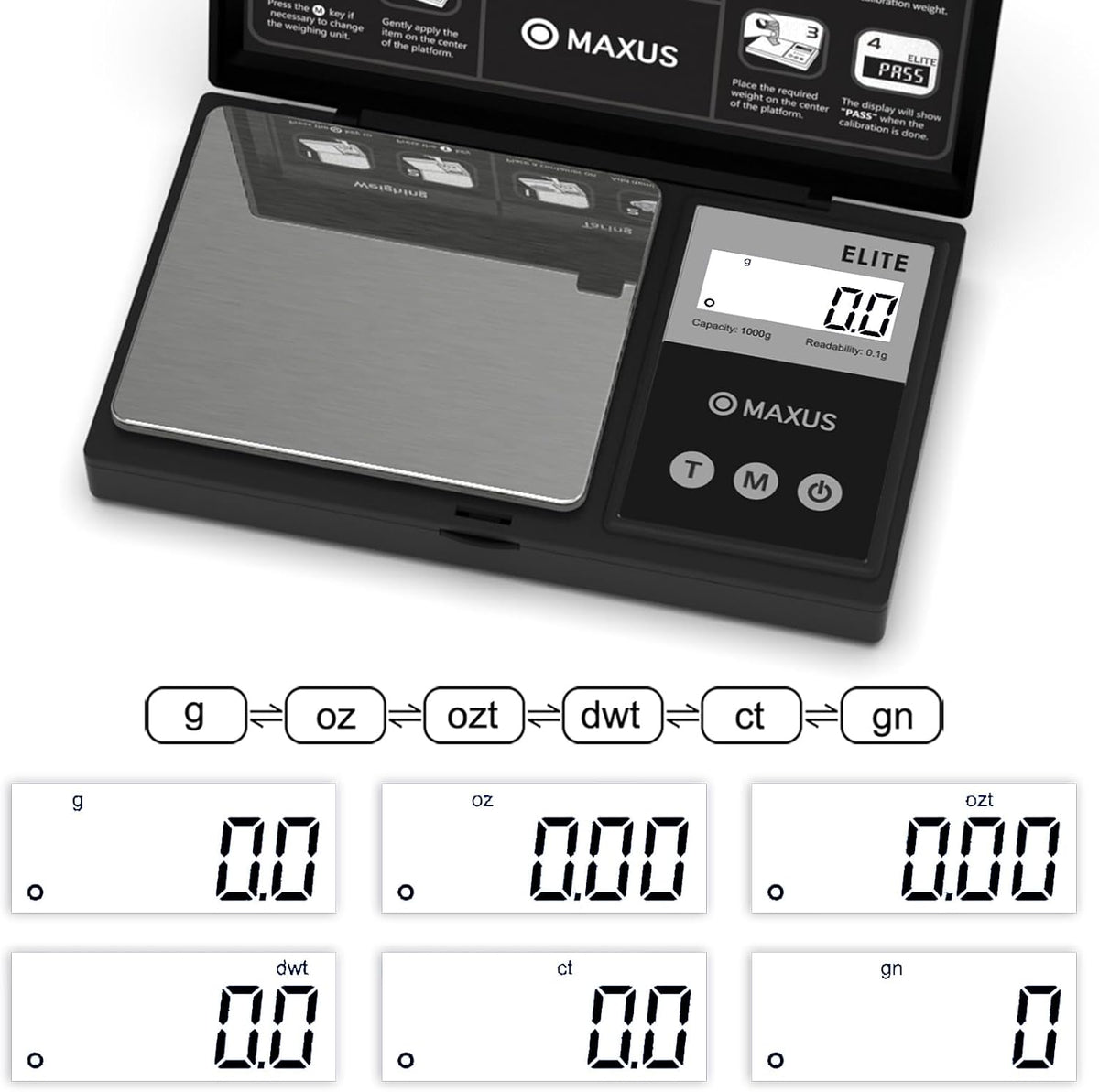 MAXUS Digital Pocket Gram Scale 500g x 0.01g High Precision with Tray