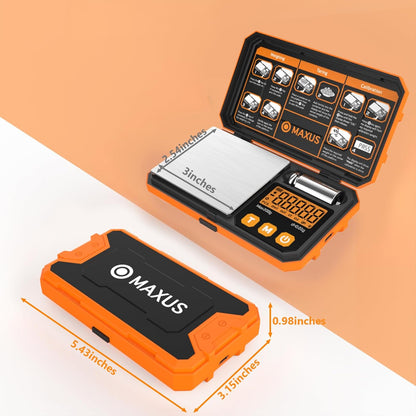 MAXUS Digital Pocket Gram Scale 500g x 0.01g High Precision with Tray
