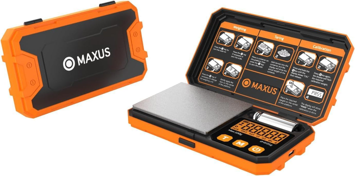 MAXUS Digital Pocket Gram Scale 500g x 0.01g High Precision with Tray