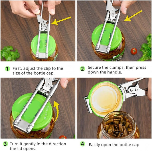 Jar Openers,Adjustable Multifunctional Stainless Steel Can Opener,Stainless Steel Can Opener Bottle Jar Lid Gripper Household Kitchen Tool, Manual Jar Bottle Opener Kitchen Accessories