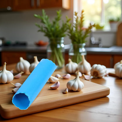 Silicone Garlic Tube Peeler-Garlic Skin Remover Roller,Garlic Roller Peeling Garlic Peeler Tube Roller Kitchen Garlic Tools,Easy Quick To Peel Garlic Cloves Roller Portabl Garlic Tools (Blue)