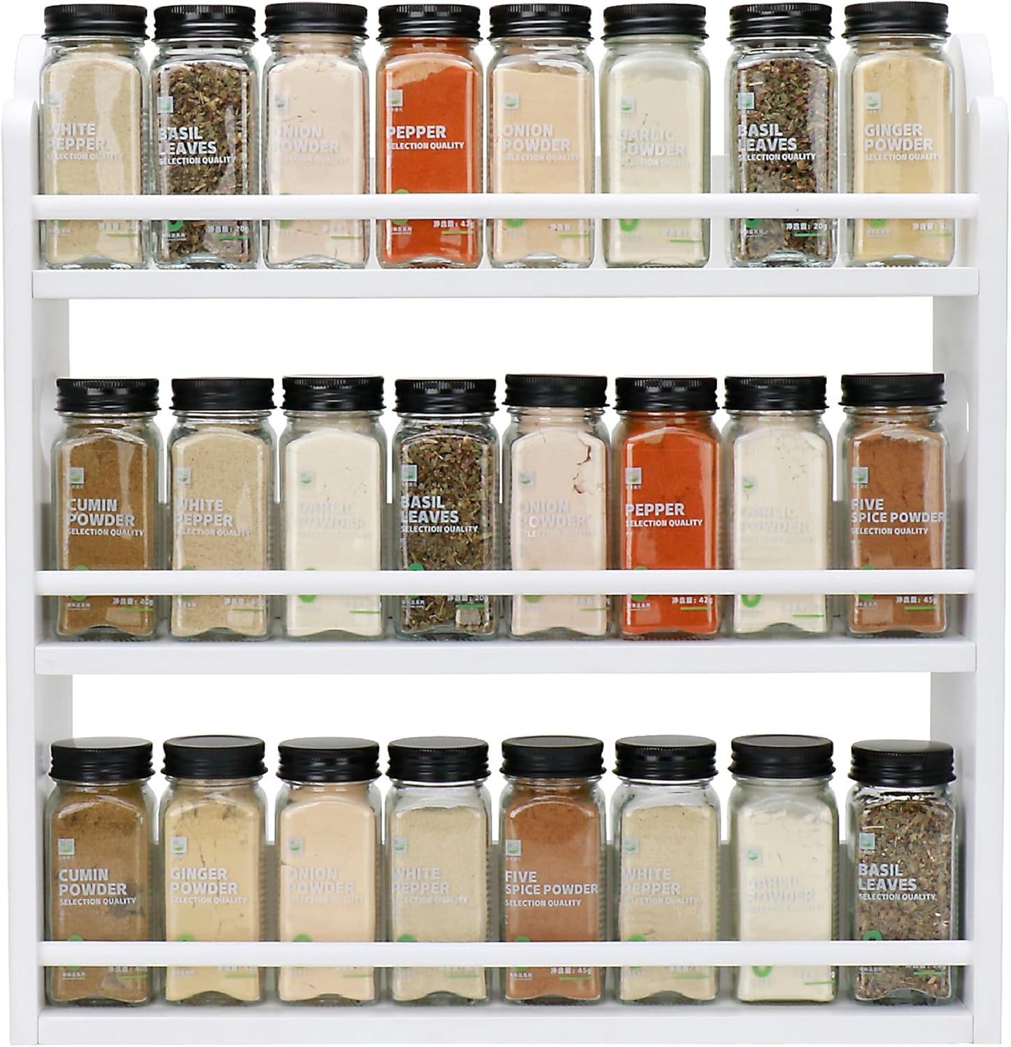 3 Tier Bamboo Spice Rack, Spice Rack Organizer, Seasoning Jars Rack Shelf Spice Organizer for Kitchen Counter or Wall Mounting, Spice Storage Holder with handles, Jars Not Included,Natural