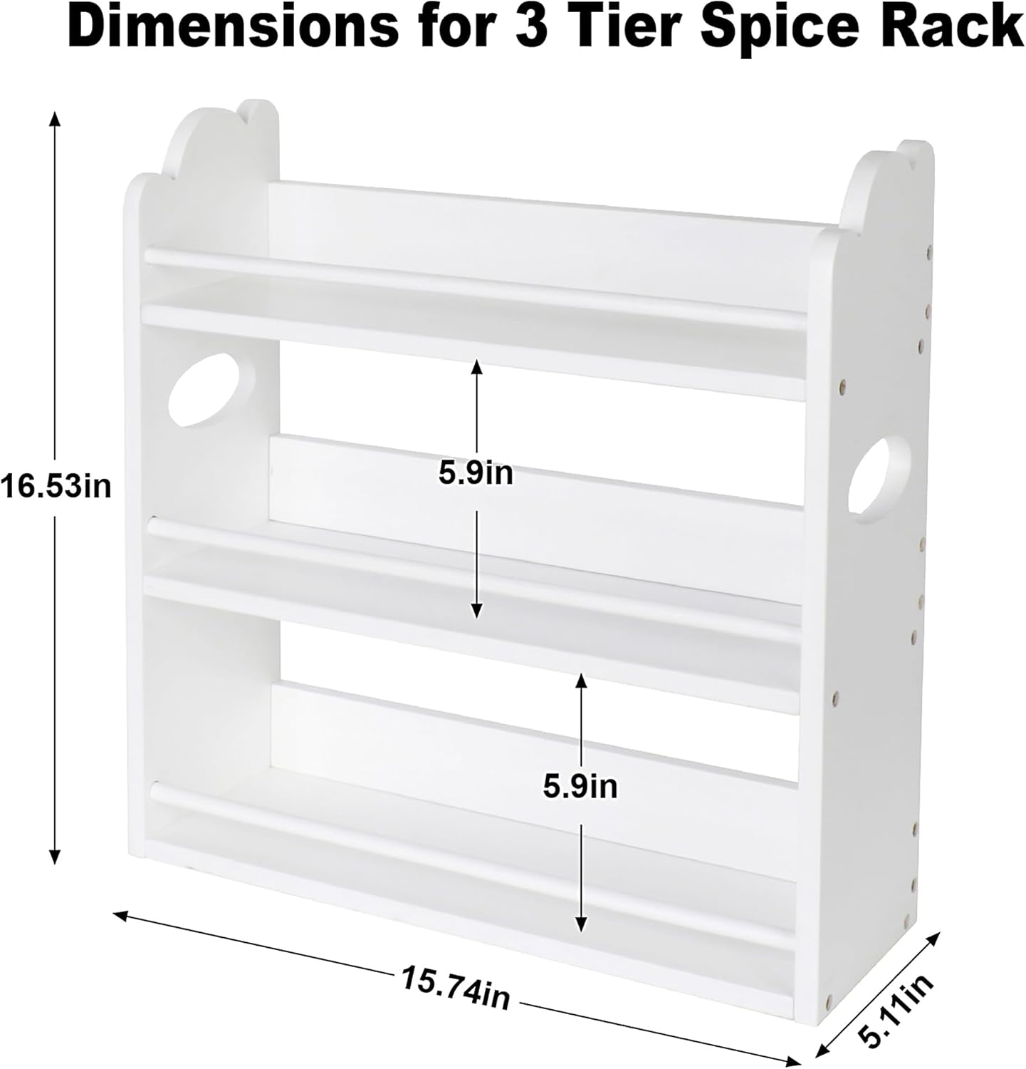 3 Tier Bamboo Spice Rack, Spice Rack Organizer, Seasoning Jars Rack Shelf Spice Organizer for Kitchen Counter or Wall Mounting, Spice Storage Holder with handles, Jars Not Included,Natural