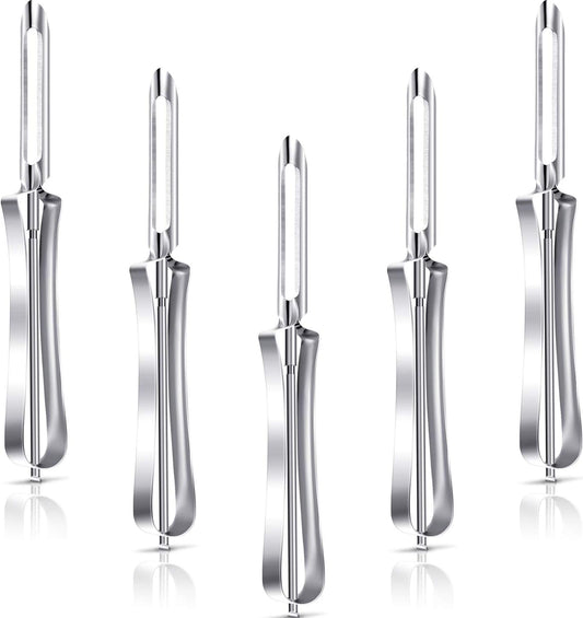 5 Pieces Vegetable Fruit Peelers Stainless Steel Rotary Peelers Carrots Potatoes Peeling Tools for Home and Kitchen, with Ergonomic Safety and Control Handle