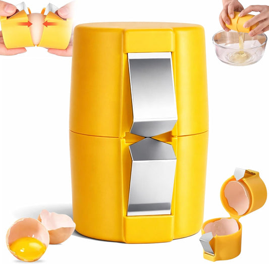 Egg Cracker & Egg Shell Opener Tool - Easy Egg Shell Cracker for Clean Shell Opening - Egg Opener & Kitchen Gadget for No Mess Breakfast & Meal Prep (Yellow)