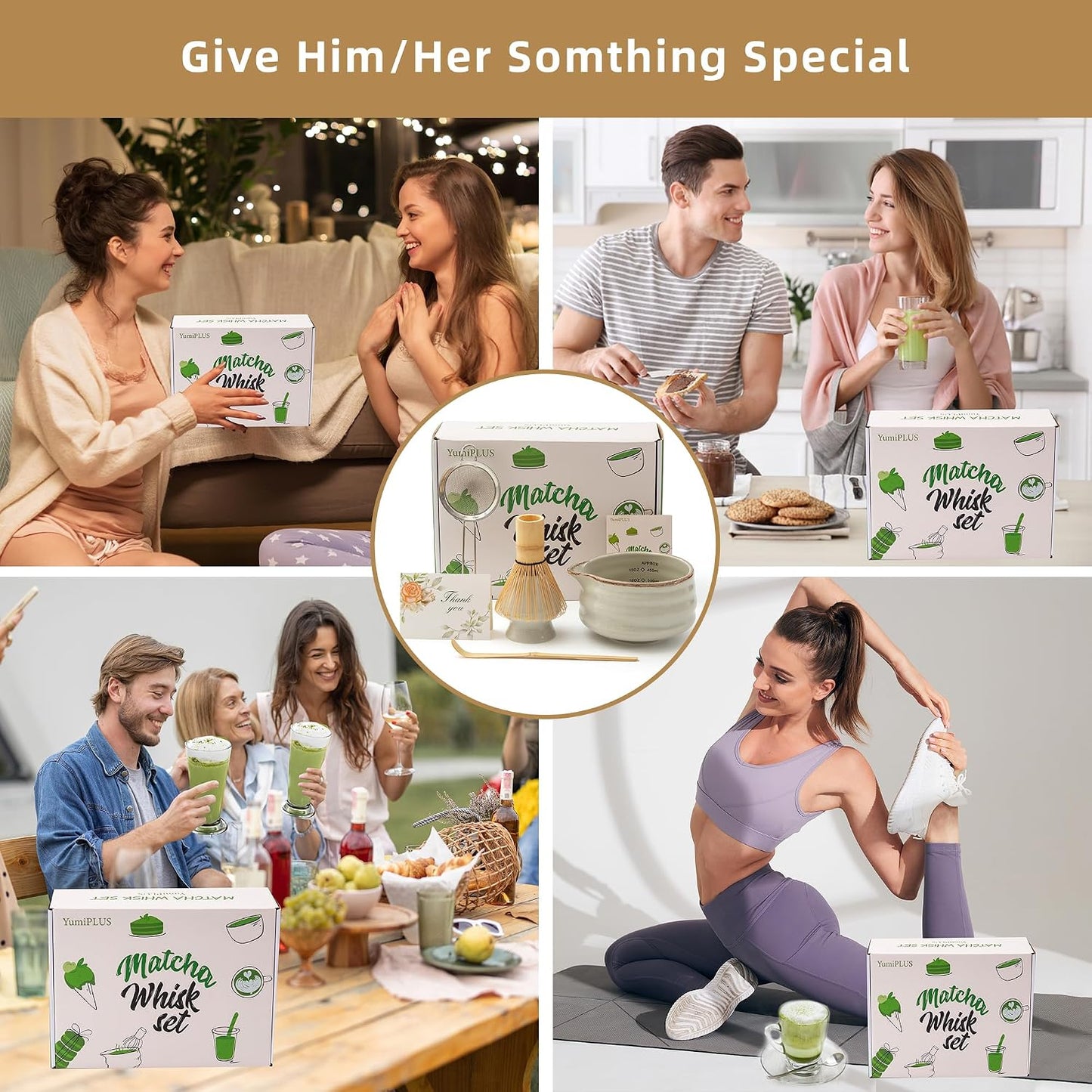 5pcs Premium Matcha Set,Ceramic Bowl with Spout and Bamboo Whisk set, Ceremonical Matcha Kit for breakfast/latte,Tea Starter Making Kit,Unique Matcha Gift set (pink love)