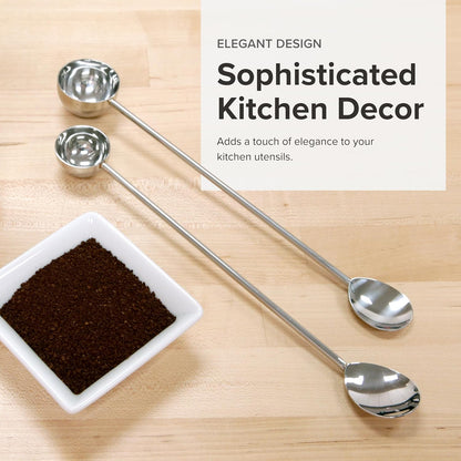 Coffee Spoon & Stirrer - 2-Tablespoon, Silver, 11-Inch Handle - Stainless Steel Measuring Scoop & French Press Stirring Spoon, Dishwasher Safe
