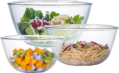 Glass Mixing Bowl Set with Airtight Lids for Kitchen Baking Prepping, Serving, Cooking 0.6QT, 1.1QT, 2.2QT, 4QT Salad Bowl Set with Lids, Dishwasher and Microwavable Safe
