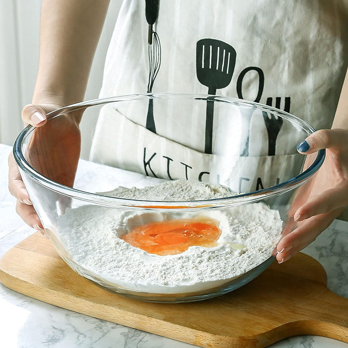 Glass Mixing Bowl Set with Airtight Lids for Kitchen Baking Prepping, Serving, Cooking 0.6QT, 1.1QT, 2.2QT, 4QT Salad Bowl Set with Lids, Dishwasher and Microwavable Safe