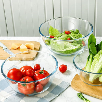 Glass Mixing Bowl Set with Airtight Lids for Kitchen Baking Prepping, Serving, Cooking 0.6QT, 1.1QT, 2.2QT, 4QT Salad Bowl Set with Lids, Dishwasher and Microwavable Safe
