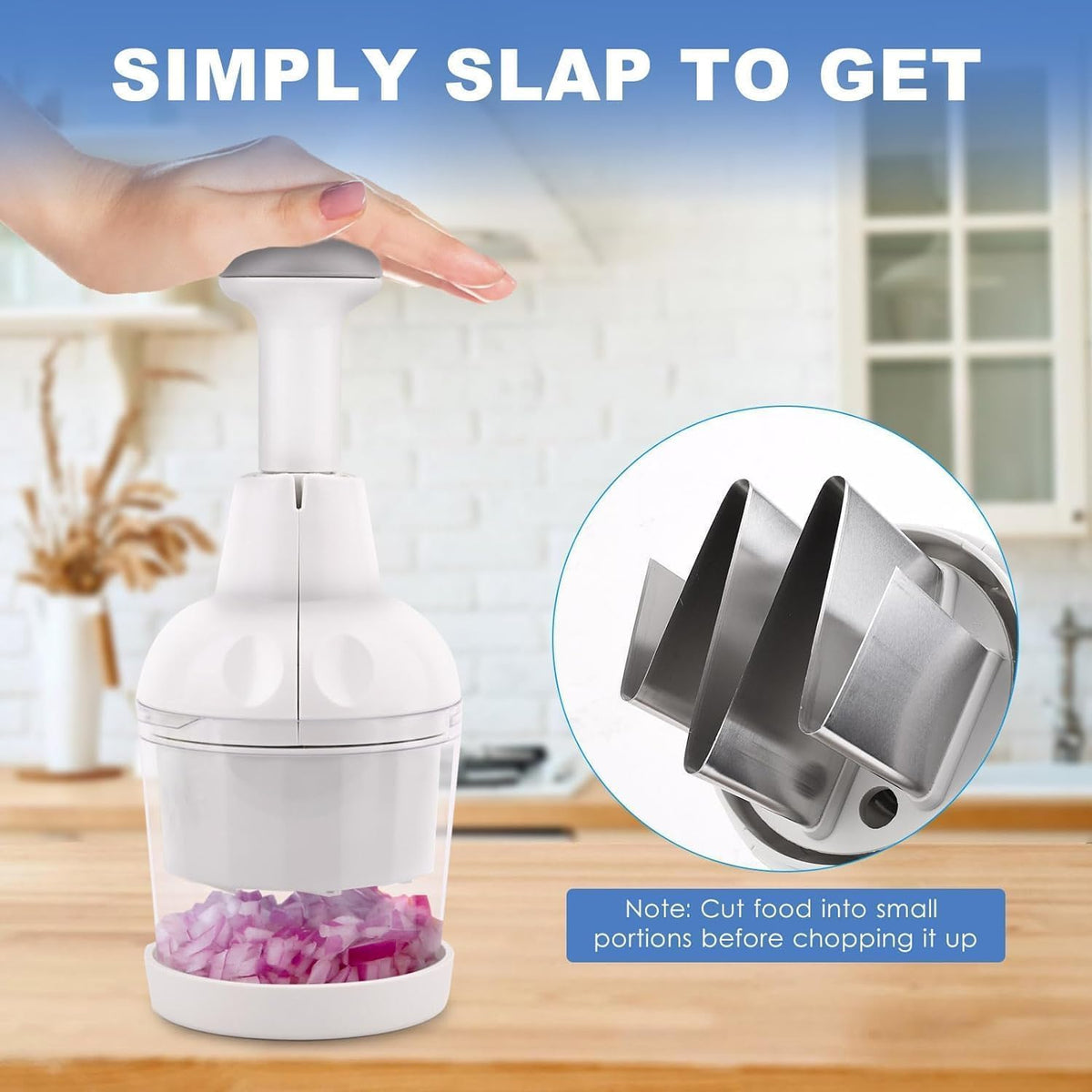 Pamperεd Chef Food Chopper, Vegetable Chopper, Onion Chopper, Garlic Chopper, Manual Hand Chopper For Vegetables Salads Onion Ginger Carrot Garlic Fruit Nuts, Dishwasher-safe, White, Easy to Clean