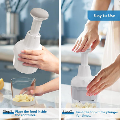 Pamperεd Chef Food Chopper, Vegetable Chopper, Onion Chopper, Garlic Chopper, Manual Hand Chopper For Vegetables Salads Onion Ginger Carrot Garlic Fruit Nuts, Dishwasher-safe, White, Easy to Clean