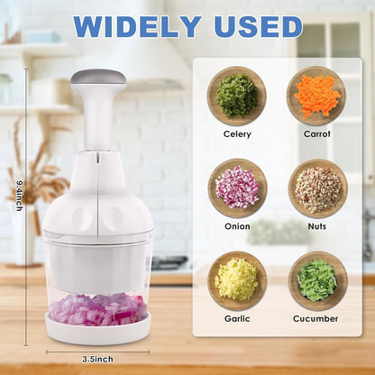 Pamperεd Chef Food Chopper, Vegetable Chopper, Onion Chopper, Garlic Chopper, Manual Hand Chopper For Vegetables Salads Onion Ginger Carrot Garlic Fruit Nuts, Dishwasher-safe, White, Easy to Clean