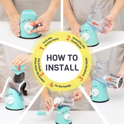 Blue Hand Crank Rotary Cheese Grater