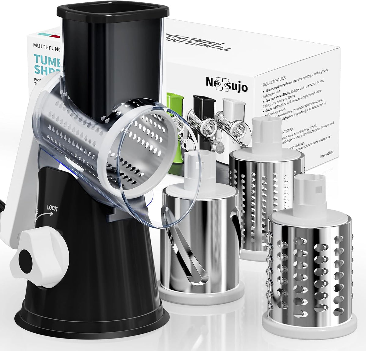 Blue Hand Crank Rotary Cheese Grater