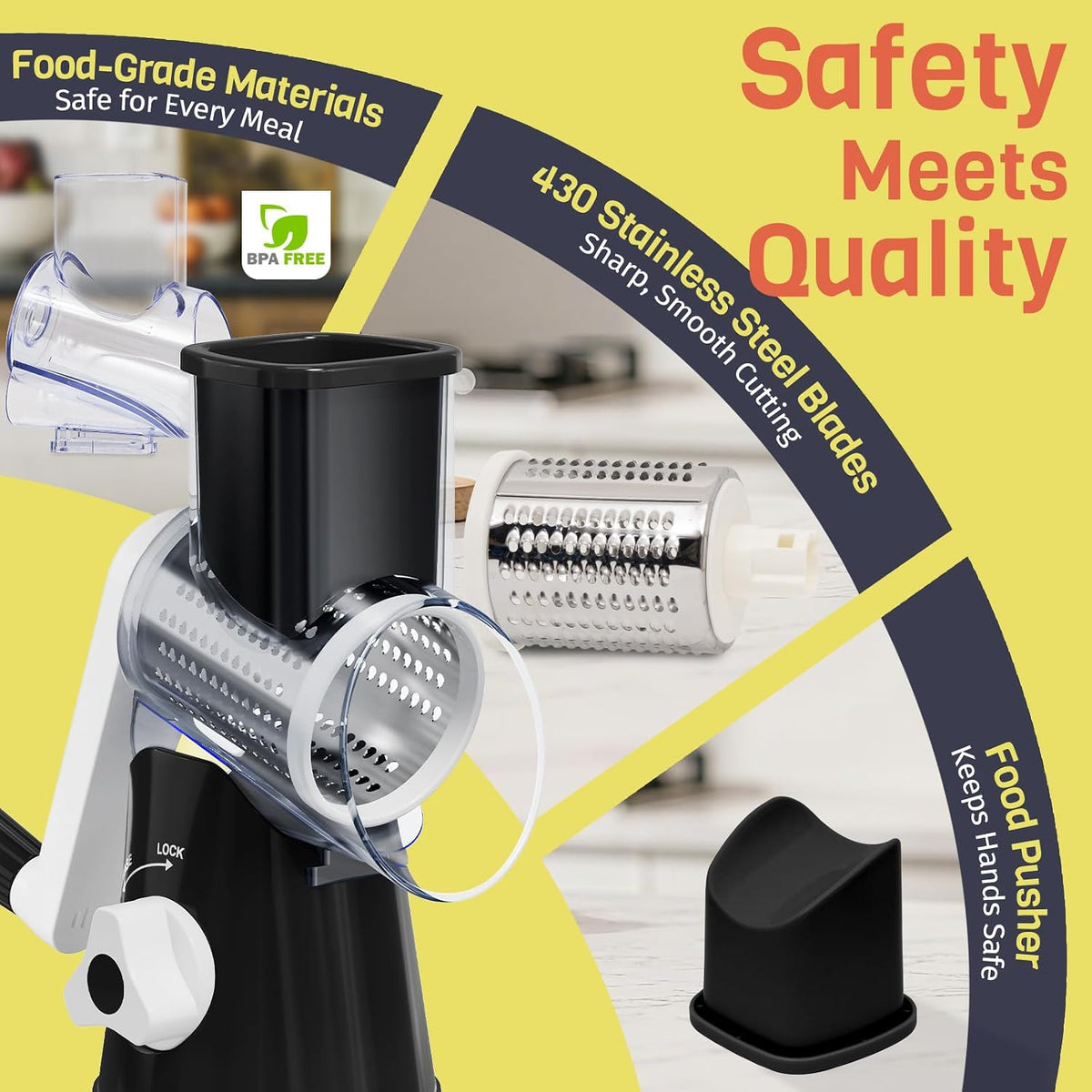 Blue Hand Crank Rotary Cheese Grater