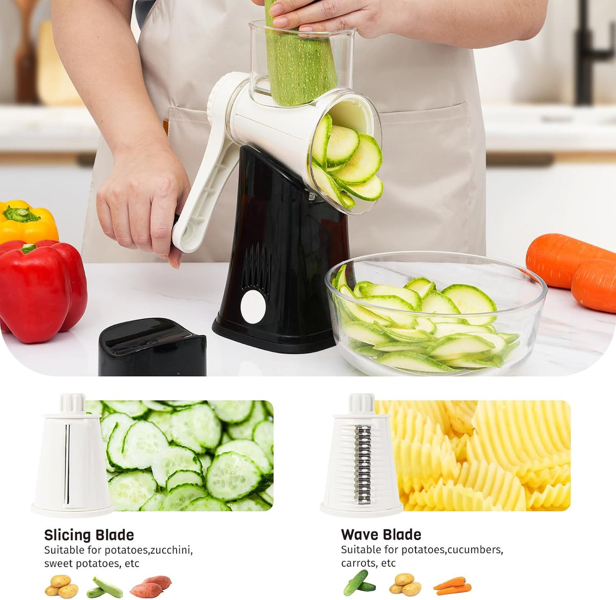 Blue Hand Crank Rotary Cheese Grater